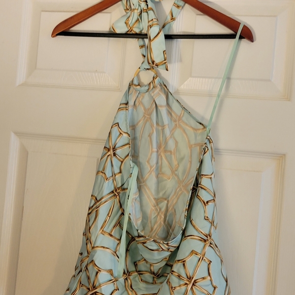 J McLaughlin Silk Aqua Halter Neck Top Size 10 - Picture 5 of 7